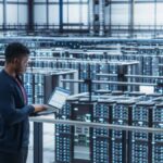Data Center Engineer Using Laptop Computer crypto mining